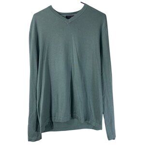 Banana Republic Mens Sweater Large V-Neck Silk Cashmere Pullover Casual Green